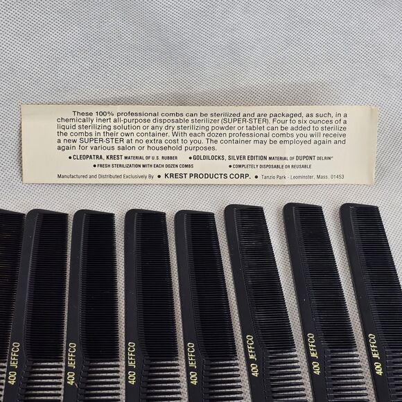 Krest JEFFCO 400 Hair Combs Lot Of 8 Hair Barbers Wide & Small Tooth 7 In USA - Picture 5 of 8